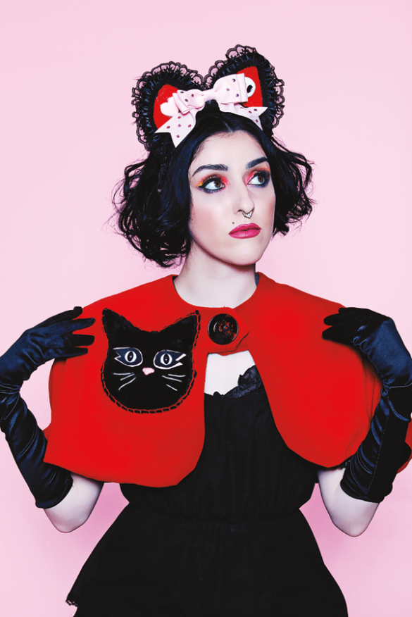 jessica louise red velveteen cat capelet